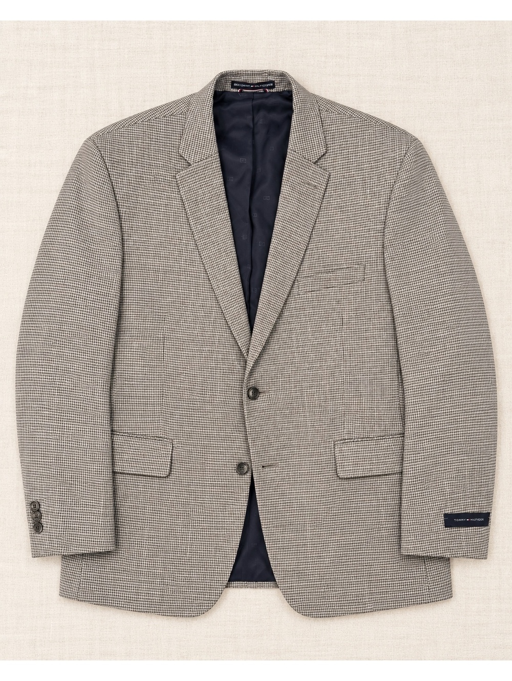NWT Tommy Hilfiger Houndstooth Modern Fit Navy & Gray 48R Lined Blazer Luxury